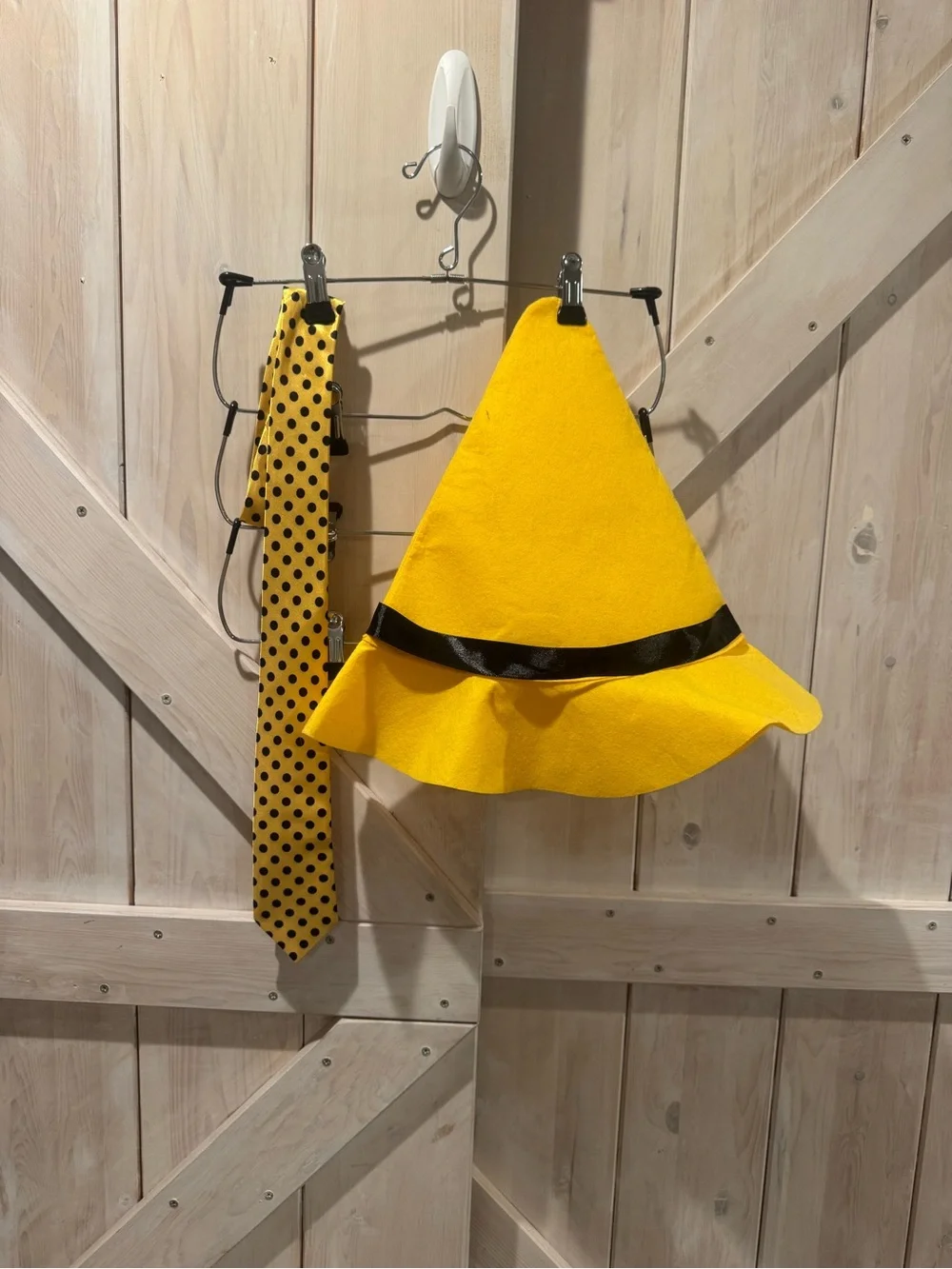 Yellow Kids Witch or Man in Yellow Hat and Polka Dot Tie Costume Set